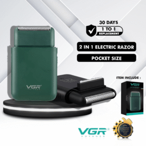 VGR Face Shaver Compact 2-in-1 Facial Hair Shaver for Super Smooth Skin with Convenient USB-C Fast Charging Beard Pocket