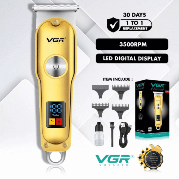 VGR V-290 Digital Display Professional Cordless Hair Clippers Cutter Rechargeable Wireless Hair Grooming Set Beard